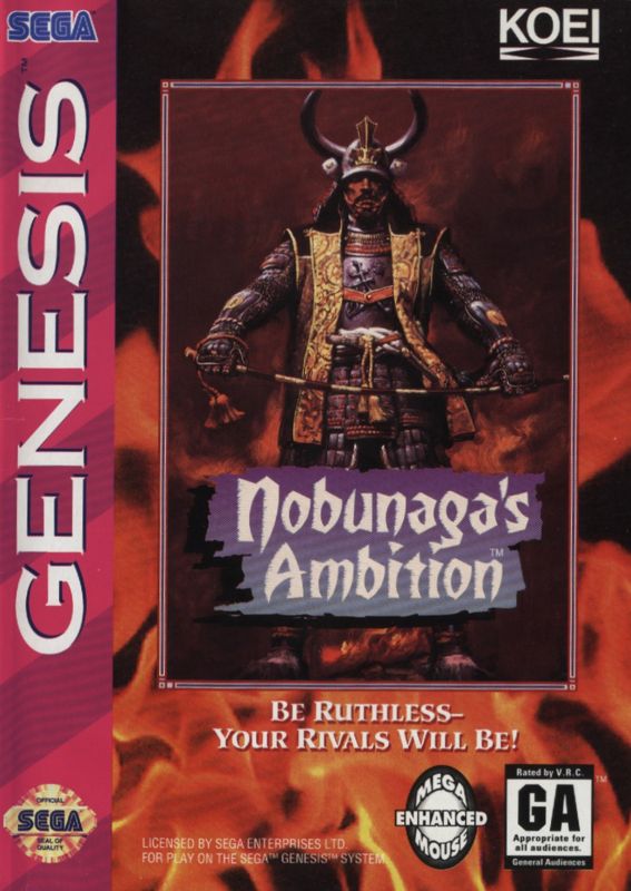 Nobunaga's Ambition box art for Sega Mega Drive